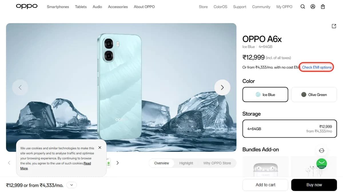Step 1 to check EMI for OPPO A6x on OPPO Store