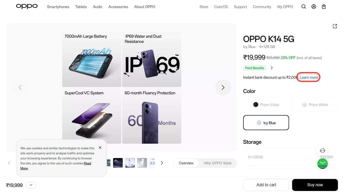 Step 1 to check EMI for OPPO K14 5G on OPPO Store